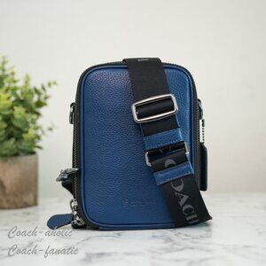 NWT Coach CL948 Stanton Crossbody Bag In Refined Pebble Leather Deep Blue